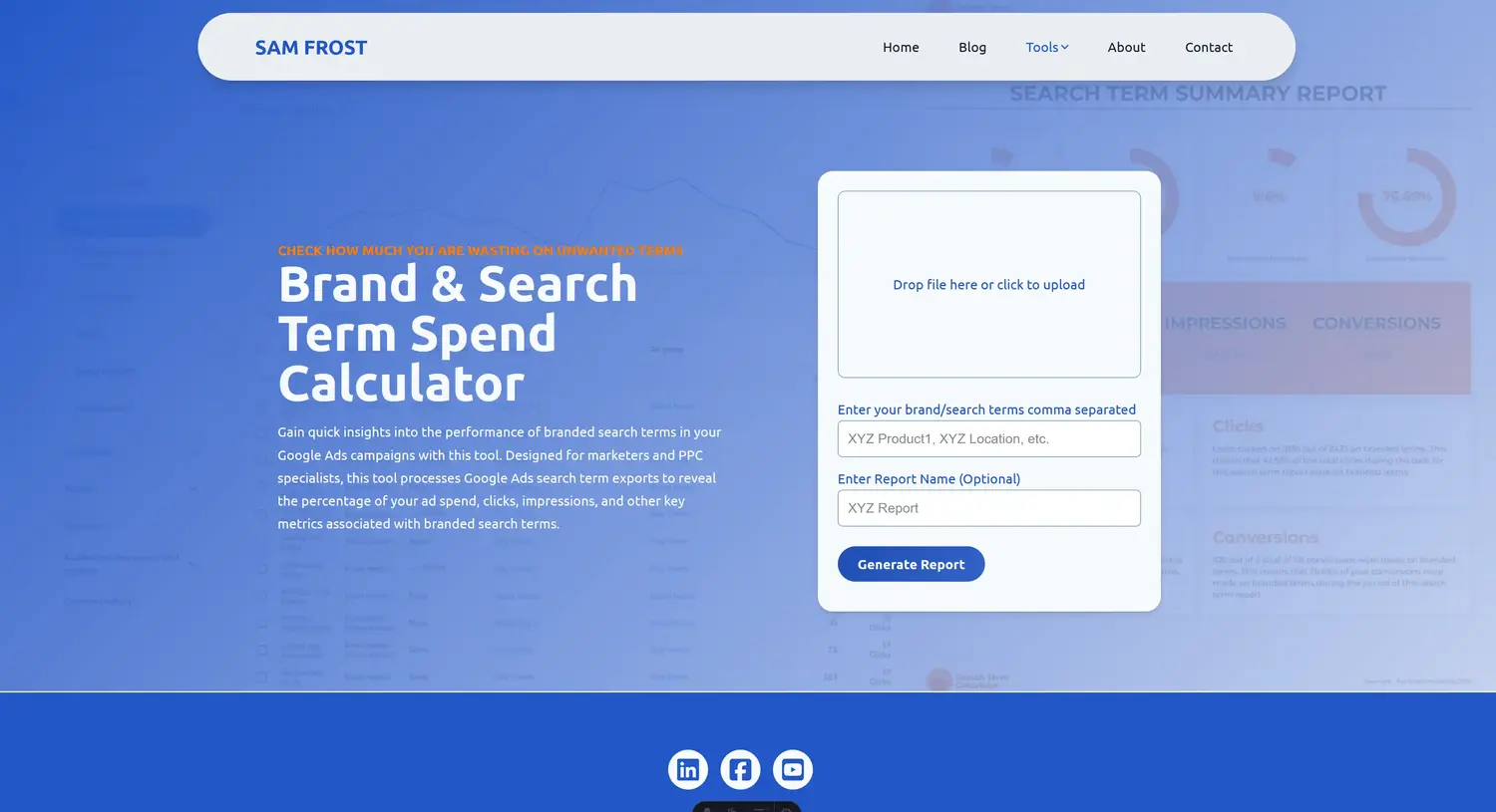 Brand and Search Term Spend Calculator tool